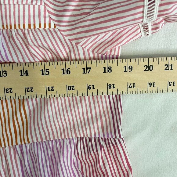 Anthropologie Maeve Gable Tiered Tunic Square Neck Puff Sleeves Top Pink -Small - Picture 15 of 15